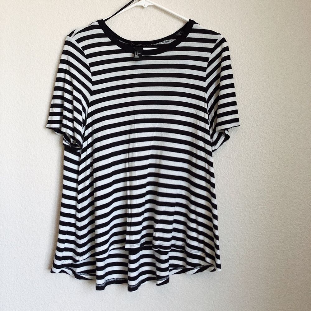 Striped, high low top